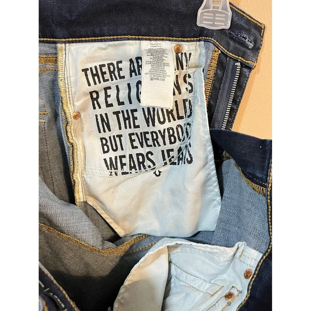 True Religion Ricky‎ Flap Relaxed Straight Jeans Men's W32 L33 Dark Wash Blue